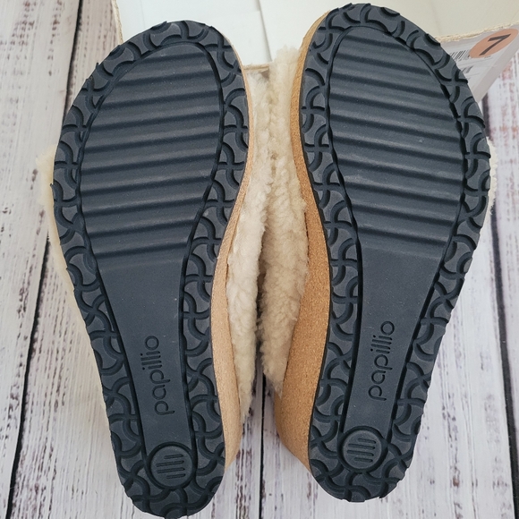 Papillio by Birkenstock Namica Teddy Eggshell Shearling Mules Slides NEW - Picture 6 of 14